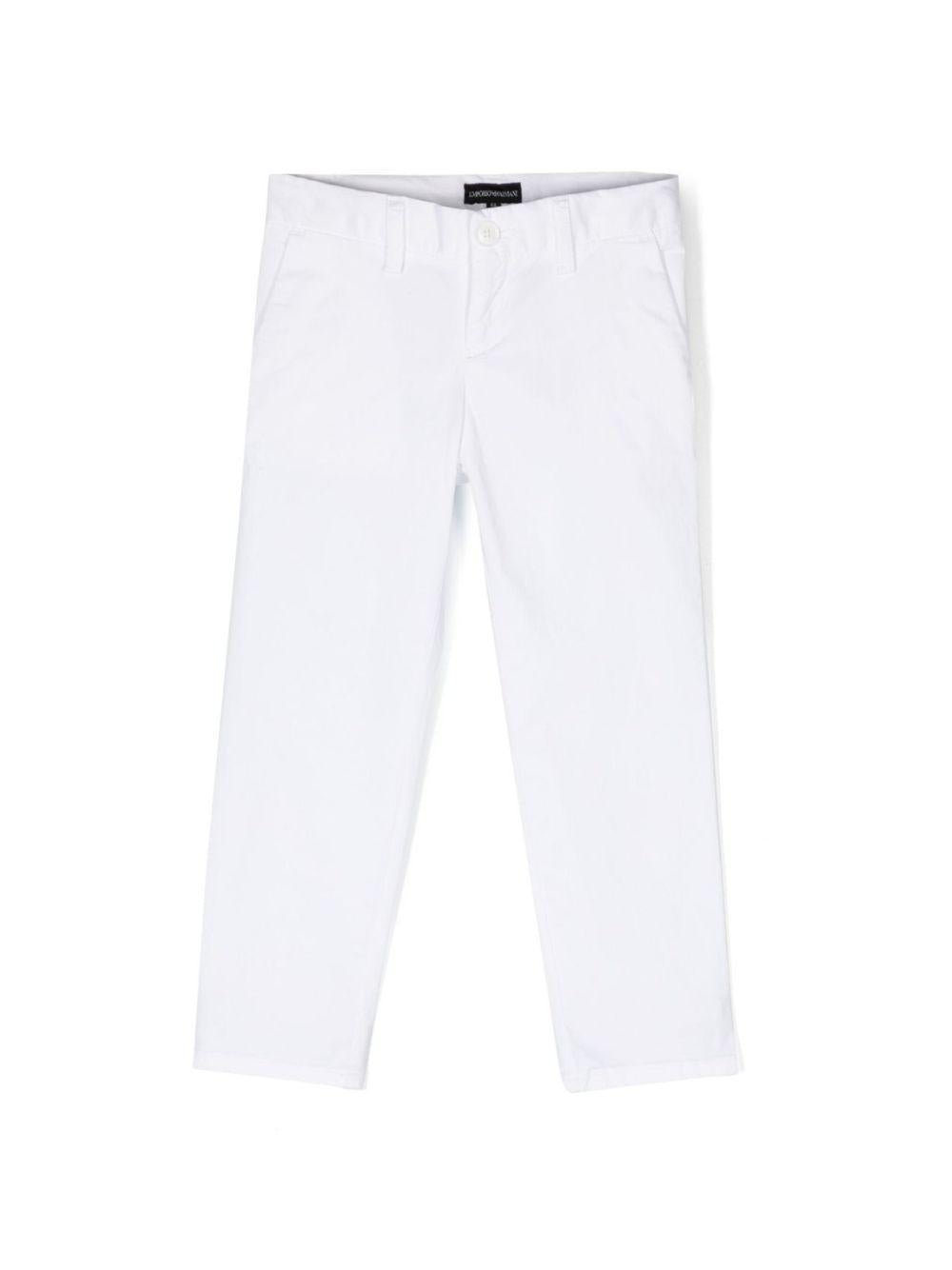 Chino per bambino Emporio Armani Kids bianco con taglio slim - Rubino Kids