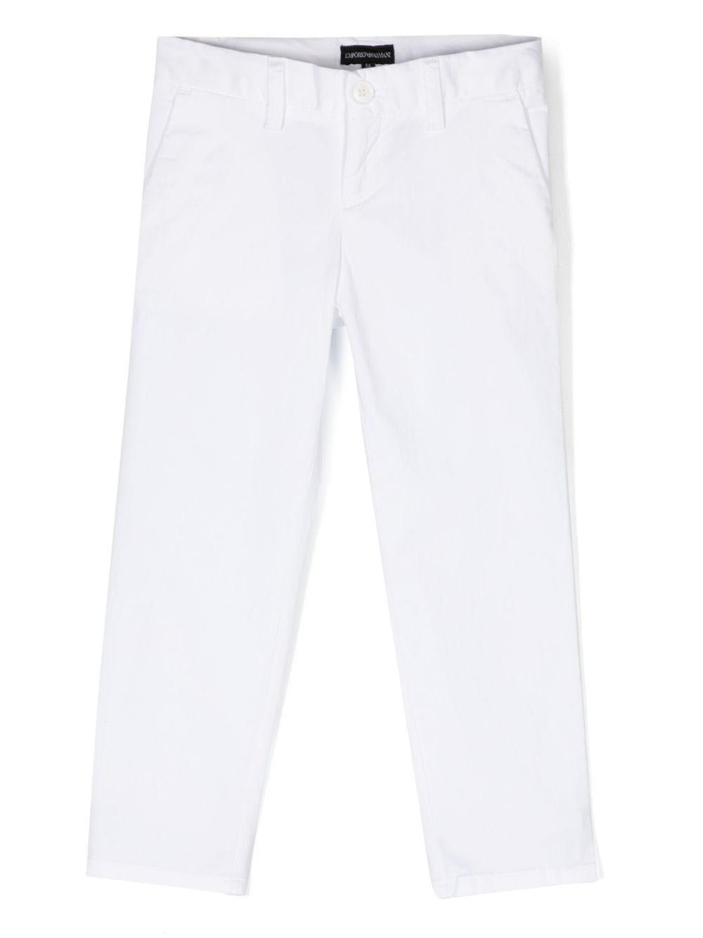 Chino per bambino Emporio Armani Kids bianco con taglio slim - Rubino Kids