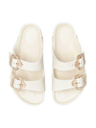 Ciabatte Arizona per bambina Birkenstock Kids bianche con con fibbia a forma di fiore - Rubino Kids