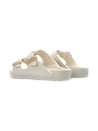 Ciabatte Arizona per bambina Birkenstock Kids bianche con con fibbia a forma di fiore - Rubino Kids