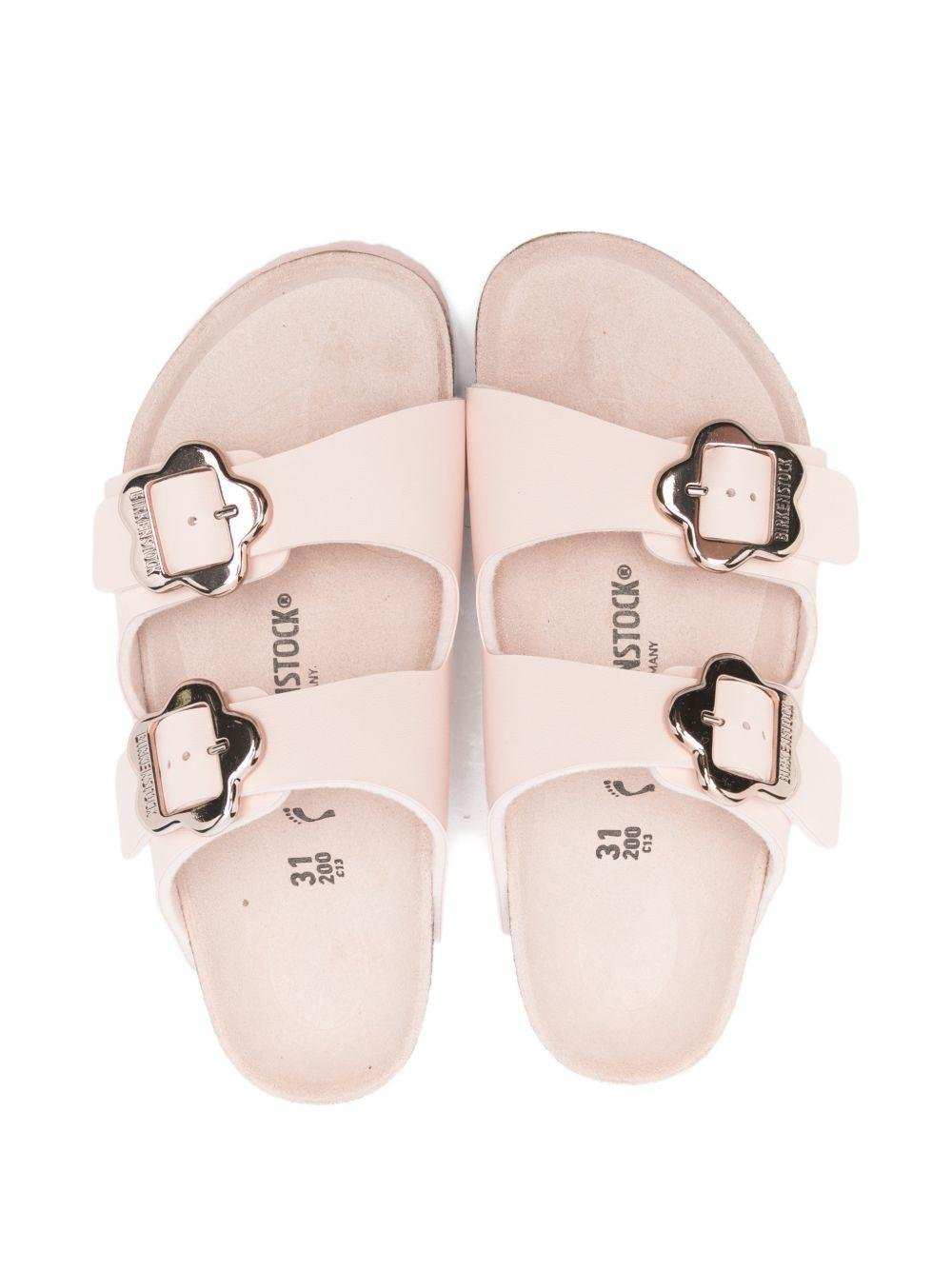 Ciabatte per bambina Birkenstock Kids Arizona Flower rosa con dettagli floreali - Rubino Kids