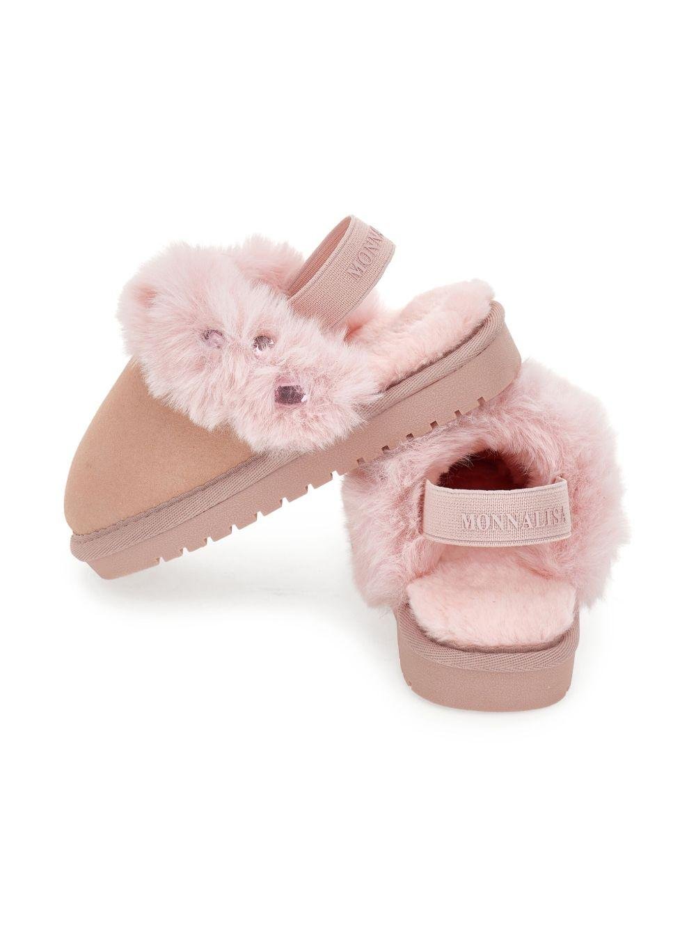 Ciabatte per bambina Monnalisa rosa con finitura in pelliccia sintetica - Rubino Kids