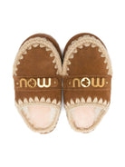 Ciabatte per bambina Mou Kids beige con rifiniture intrecciate - Rubino Kids