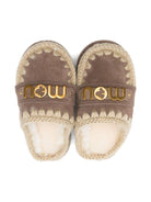 Ciabatte per bambina Mou Kids grigie con finiture all'uncinetto - Rubino Kids