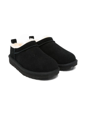 UGG Kids Black Slippers with Cruelty-Free Fur Lining Sale Price