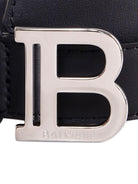 Cintura in pelle bambino Balmain Kids nera con placca logo - Rubino Kids