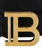 Cintura in pelle per bambini Balmain kids nera con fibbia con logo - Rubino Kids