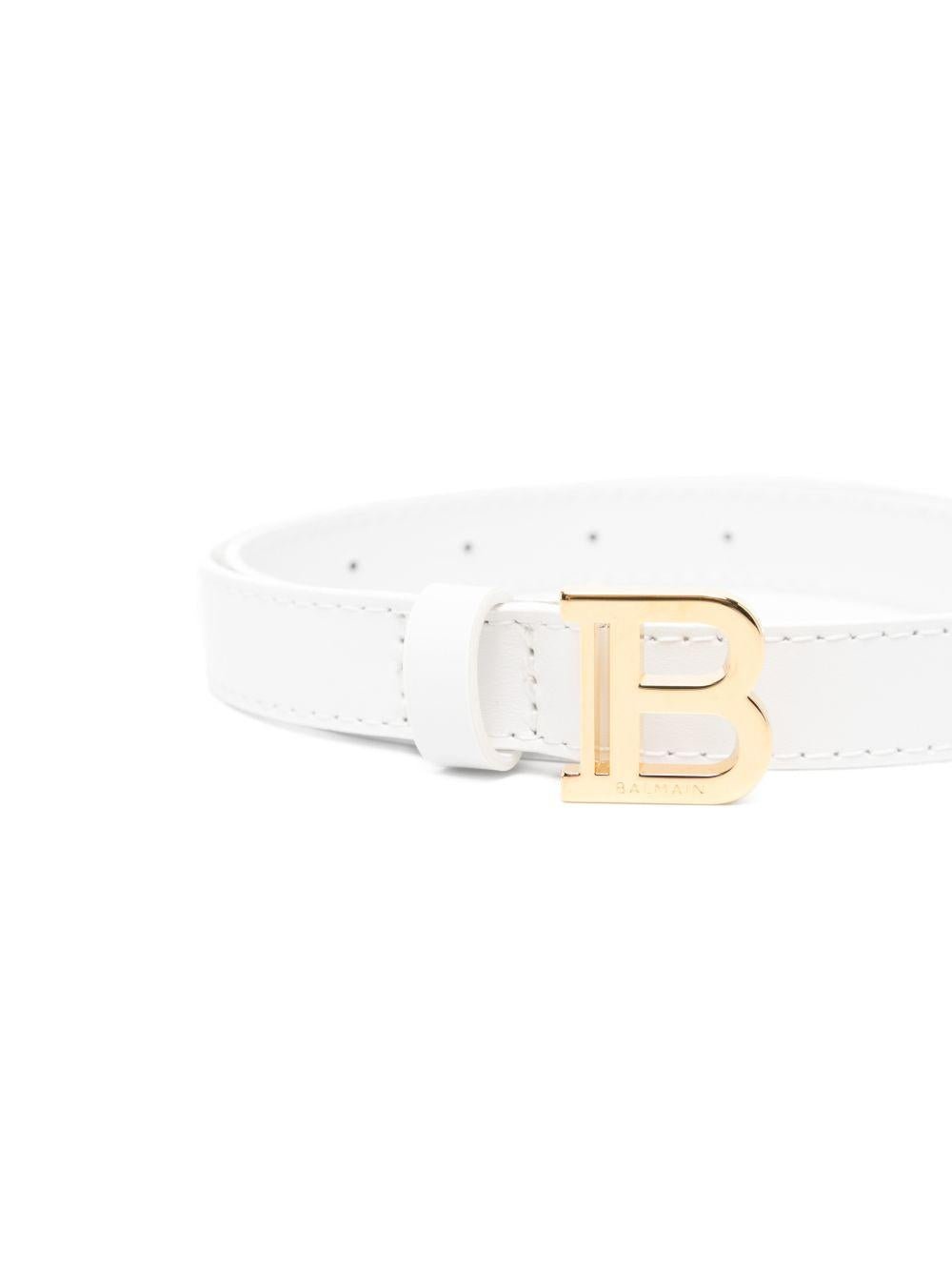 Cintura per bambina Balmain Kids bianca con fibbia logo - Rubino Kids