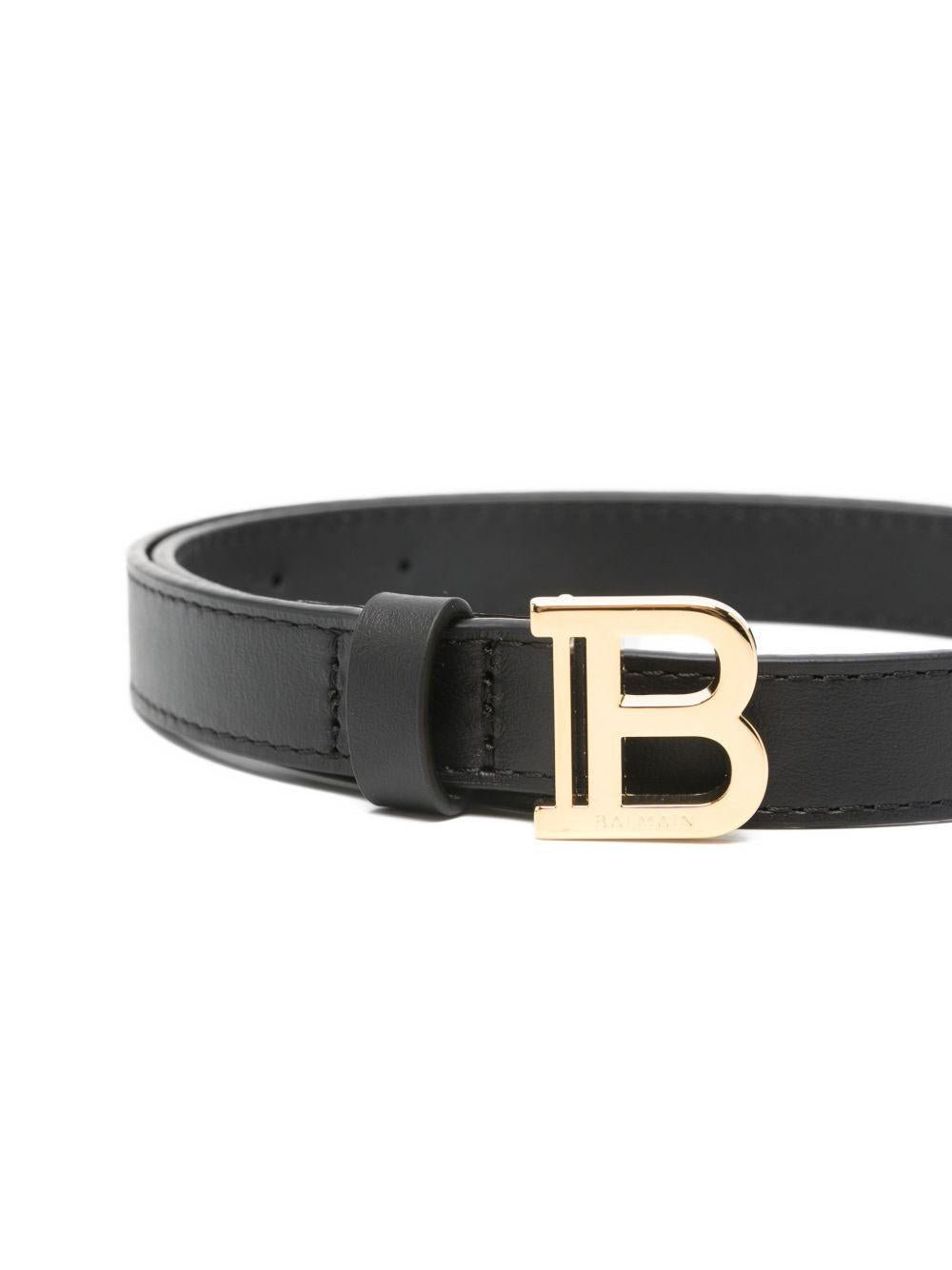 Cintura per bambina Balmain Kids nera con fibbia logo - Rubino Kids