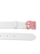 Cintura per bambina Dolce & Gabbana Kids bianca con logo rosa - Rubino Kids
