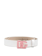 Cintura per bambina Dolce & Gabbana Kids bianca con logo rosa - Rubino Kids