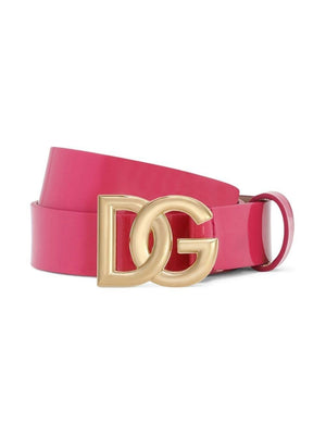 Cintura per bambina Dolce & Gabbana Kids fucsia con logo DG oro