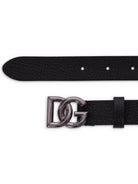 Cintura per bambino Dolce & Gabbana Kids nera con fibbia con logo - Rubino Kids