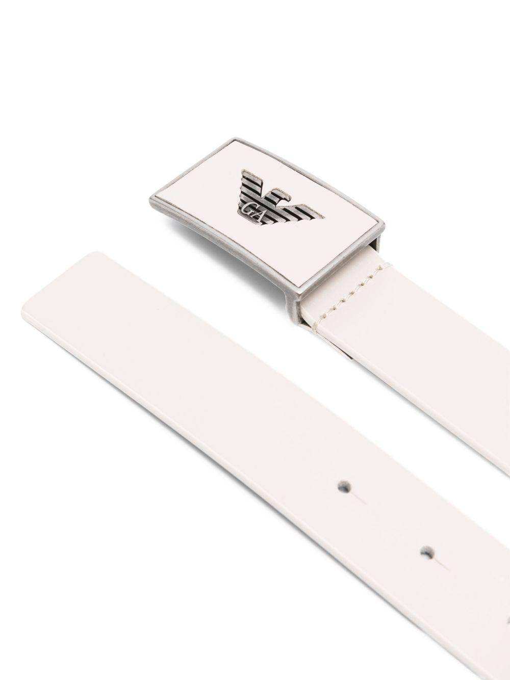 Cintura per bambino Emporio Armani Kids bianca con placca logo - Rubino Kids