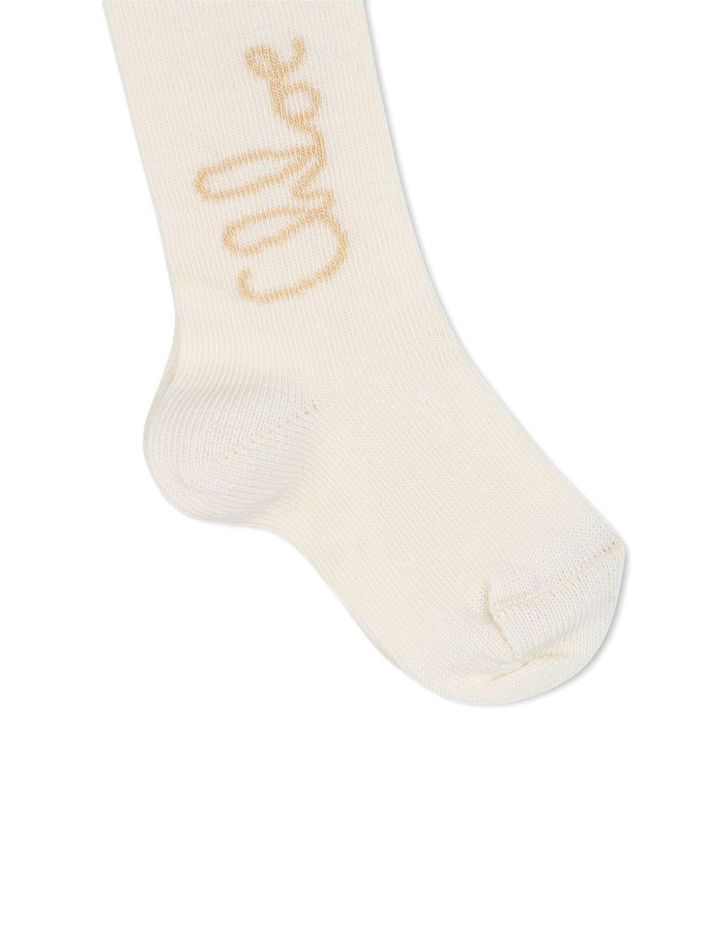 Collant per neonata Chloé Kids color crema a coste - Rubino Kids