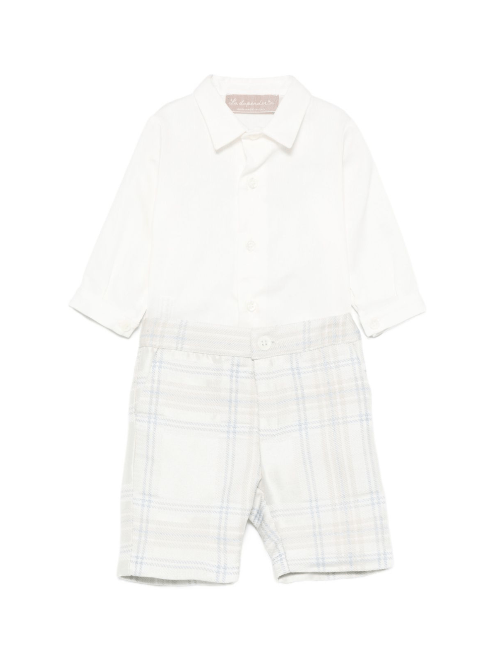 Completo camicia e pantaloncini per neonato La Stupenderia azzurro con motivo a quadri - Rubino Kids