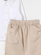 Completo camicia e pantaloni per neonato Burberry Kids bianco e beige - Rubino Kids