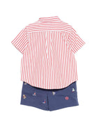 Completo camicia e shorts per neonato Polo Ralph Lauren Kids multicolor con ricamo Polo Pony - Rubino Kids