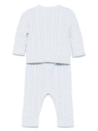 Completo cardigan e pantaloni per neonata Polo Ralph Lauren Kids azzurro con elstico in vita - Rubino Kids