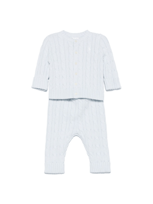 Polo Ralph Lauren Kids light blue cardigan and trousers set for baby girls with elastic waist
