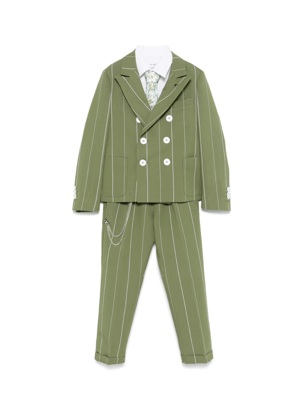 Completo di tre pezzi per bambino Colorichiari verde con rifinitura a righe - Rubino Kids