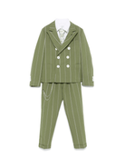 Completo di tre pezzi per bambino Colorichiari verde con rifinitura a righe - Rubino Kids