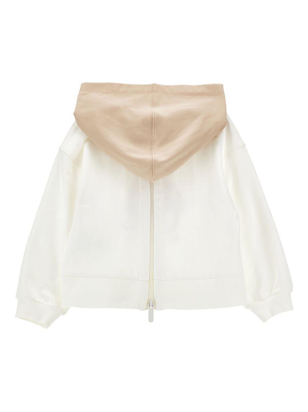 Completo felpa e pantaloni per bambina Monnalisa beige con stampa Bear - Rubino Kids