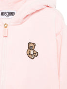 Completo felpa e pantaloni per neonata Moschino Kids rosa con ricamo orsetto - Rubino Kids