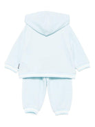 Completo felpa e pantaloni per neonato Moschino Kids azzurra con ricamo orsetto - Rubino Kids