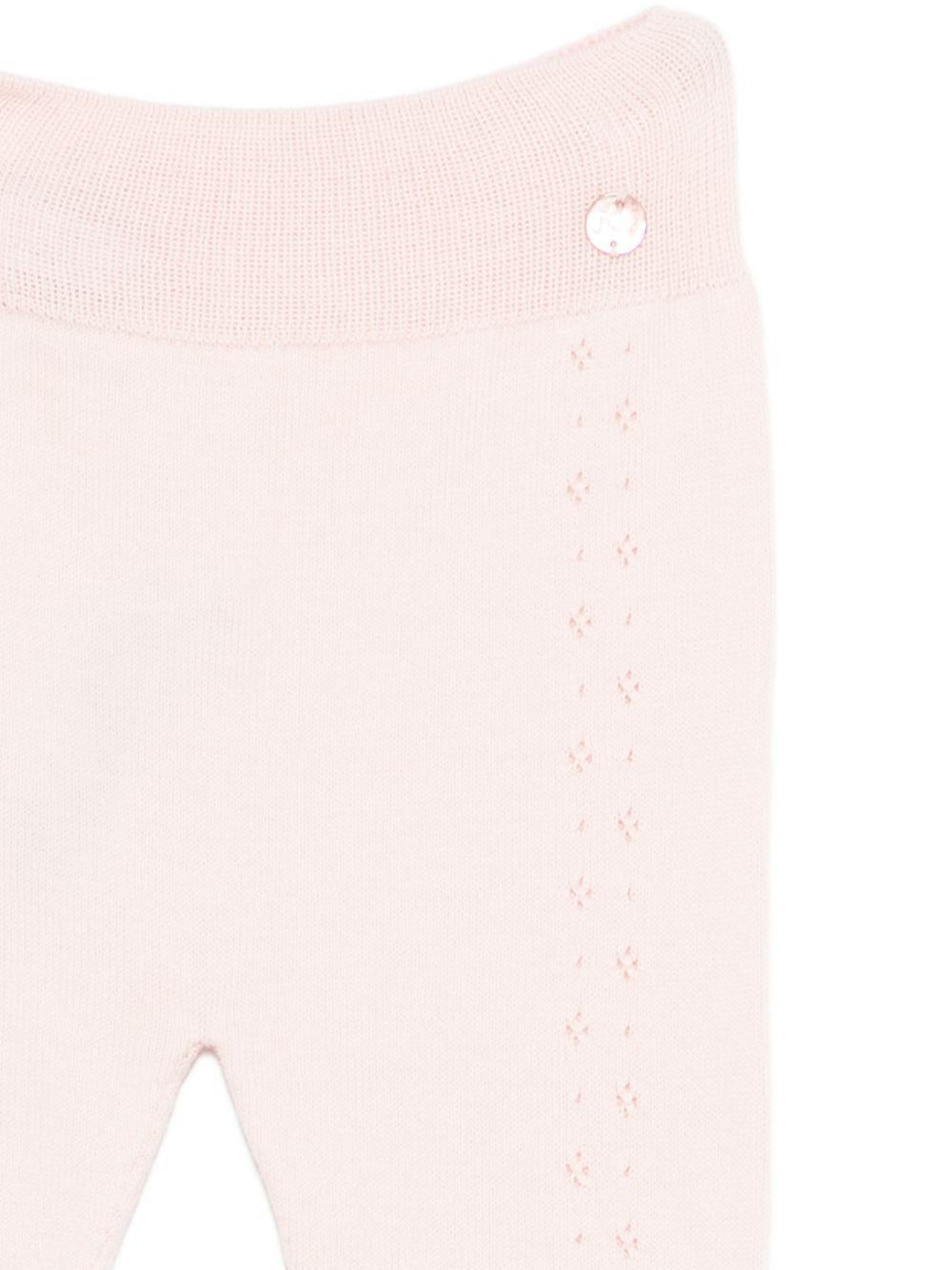 Completo maglioncino e pantaloni per neonata Paz Rodriguez rosa con lavorazione a pointelle - Rubino Kids