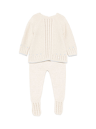 Completo maglione e pataloni per neonati Paz Rodríguez beige con dettagli traforati - Rubino Kids