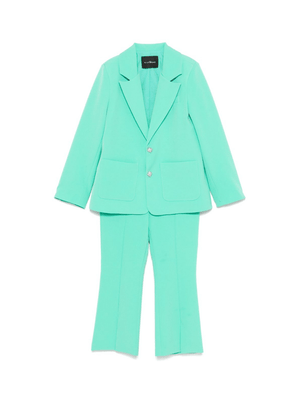 Completo per bambina John Richmond Junior verde monopetto con tasca a filetto sul petto