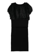 Completo per bambina Monnalisa nero con dettagli in pelliccia - Rubino Kids