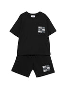 Completo per bambino Moschino Kids nero con logo sul davanti - Rubino Kids
