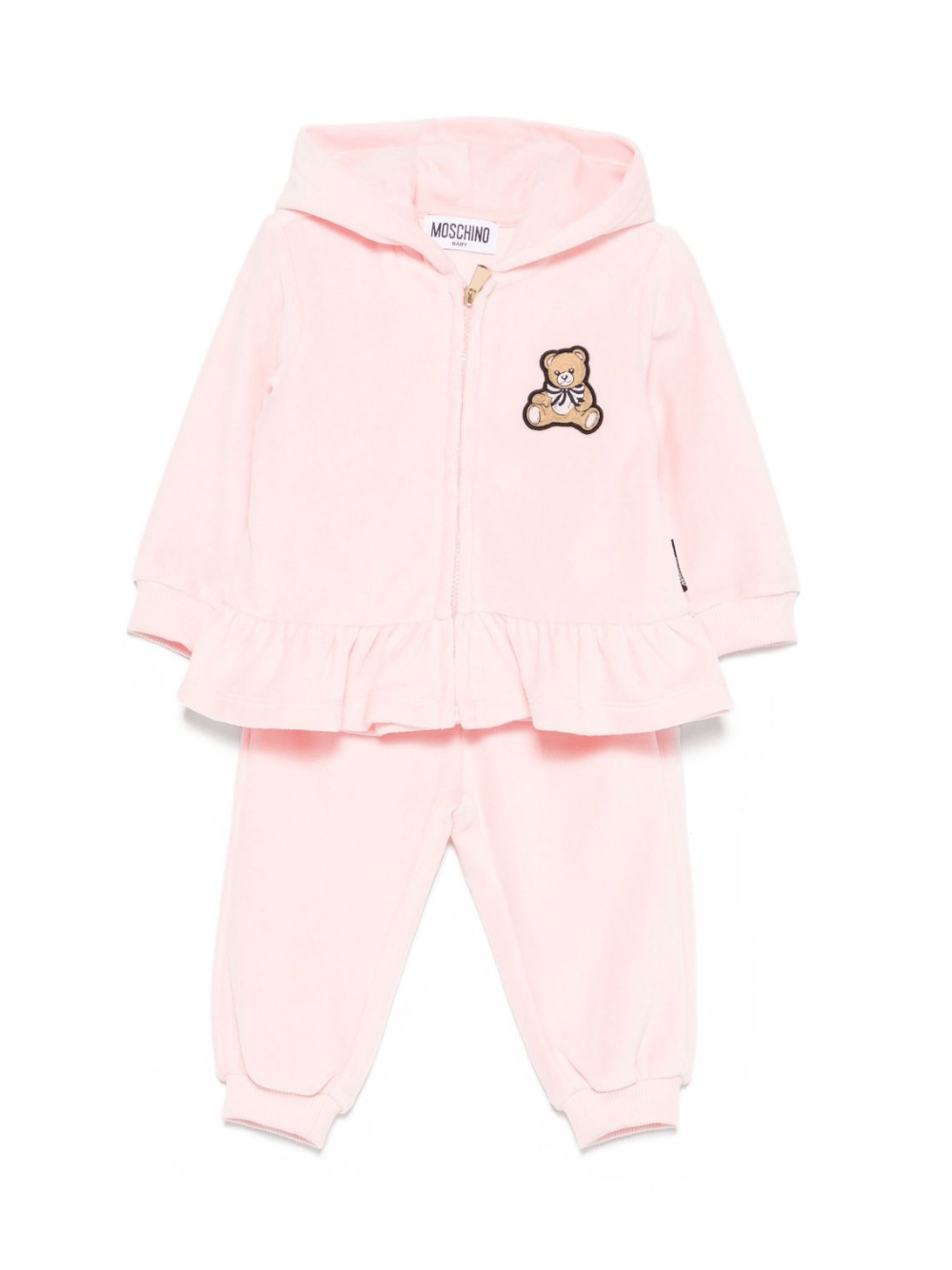 Completo per neonata Moschino Kids rosa con ruches - Rubino Kids