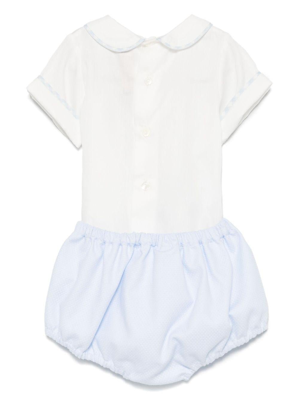 Completo per neonato La Stupenderia bianco con shorts in cotone e colletto Peter Pan - Rubino Kids