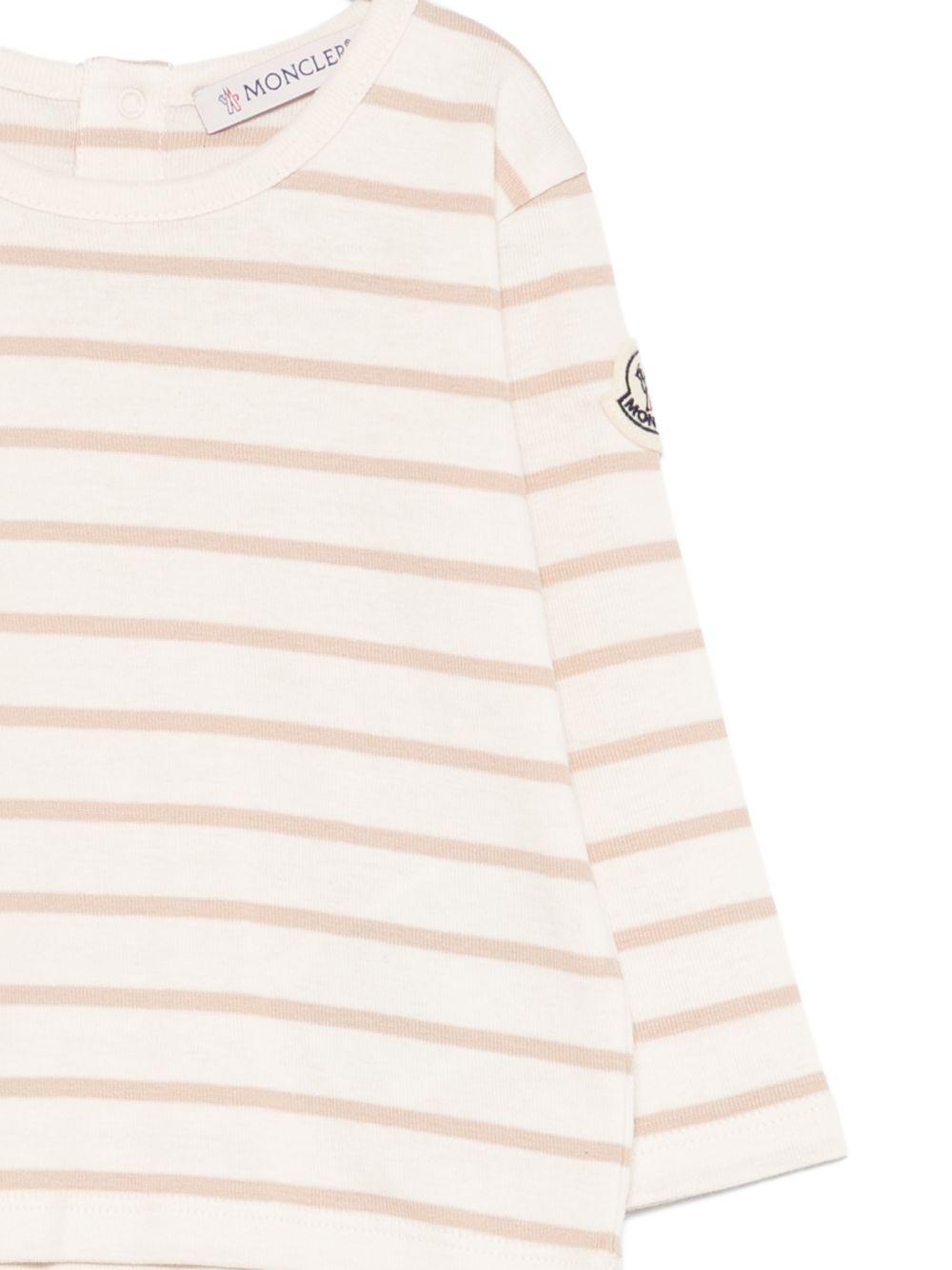 Completo per neonato Moncler Kids beige con logo sul davanti - Rubino Kids