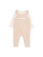 Completo per neonato Moncler Kids beige con logo sul davanti - Rubino Kids