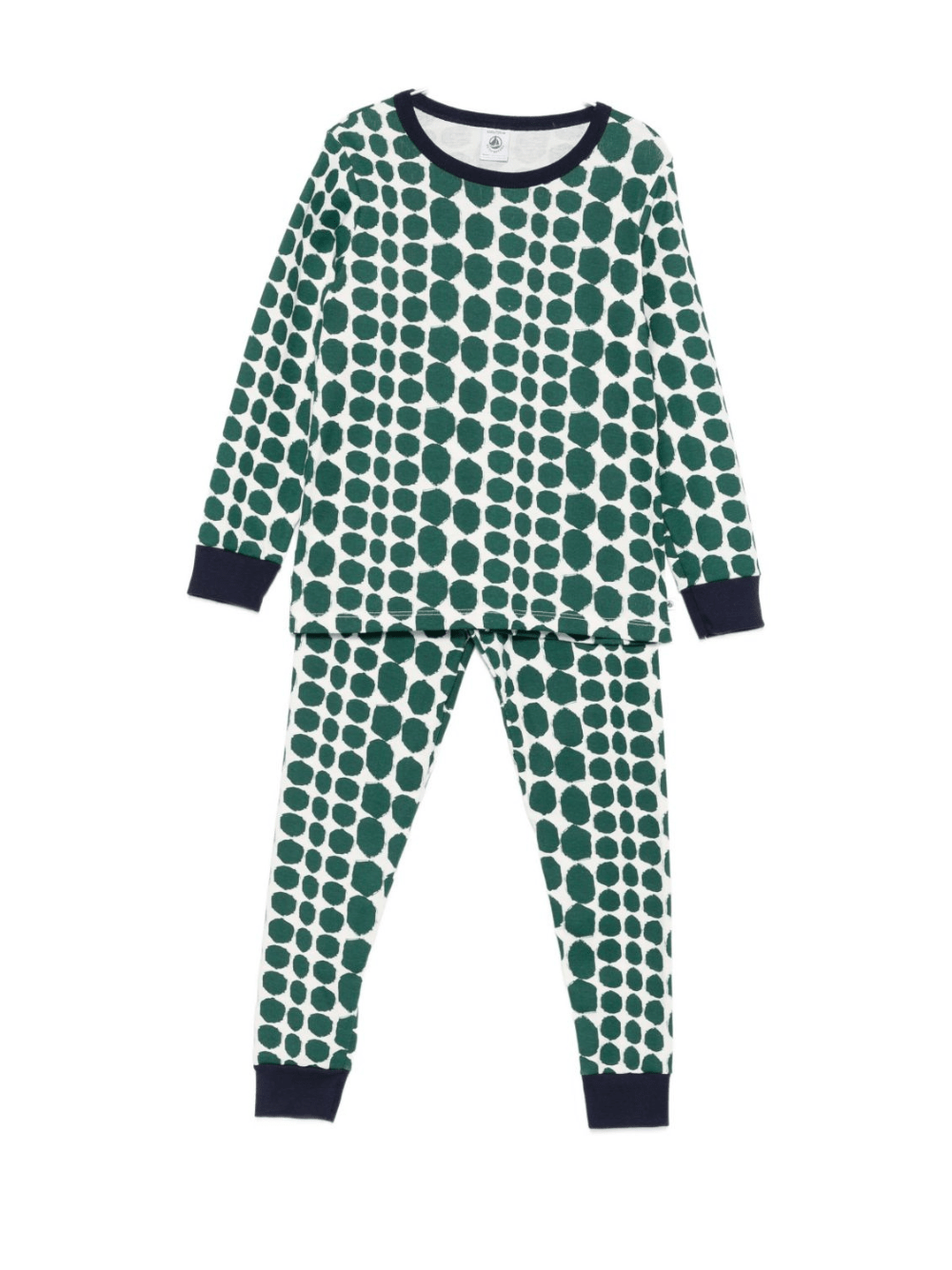 Completo pigiama per bambino Petit Bateu verde con motivo a pois - Rubino Kids