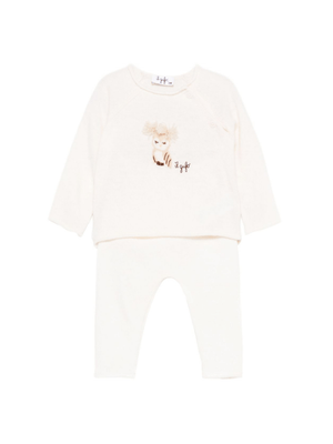 Completo t-shirt e pantaloni per neonati Il Gufo bianco con motivo gufo