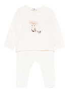 Completo t-shirt e pantaloni per neonati Il Gufo bianco con motivo gufo - Rubino Kids