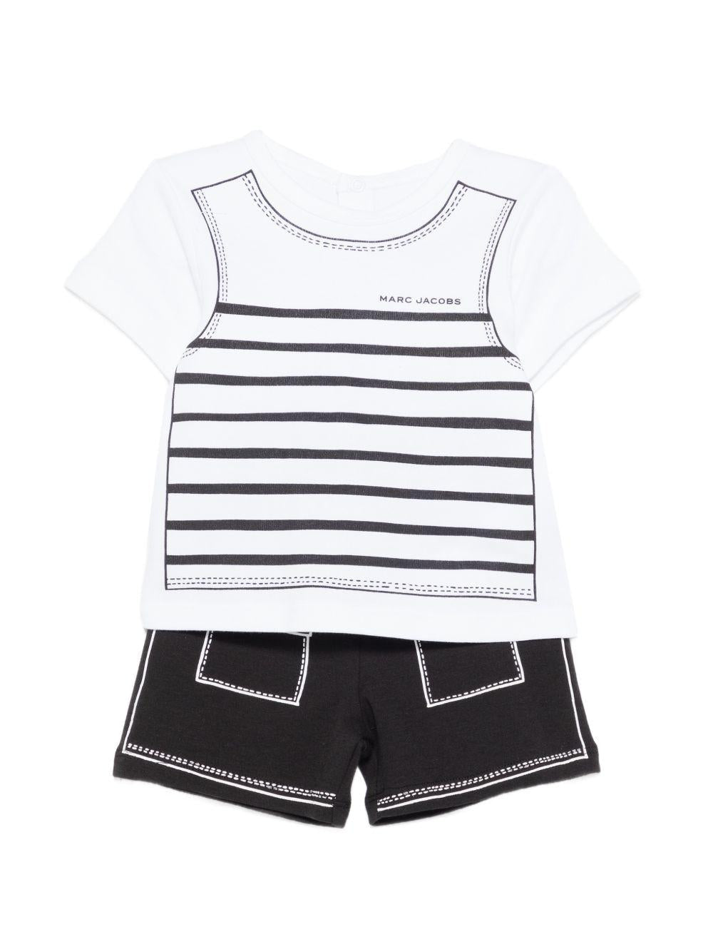 Completo t-shirt e shorts per neonato The Marc Jacobs Kids bianco e nero con disegno canotta - Rubino Kids