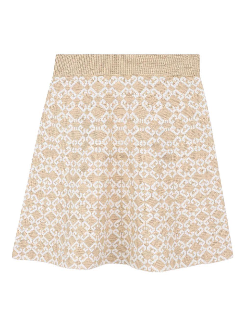 Completo top e gonna per bambina Givenchy Kids beige con motivo intarsiato - Rubino Kids