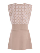 Completo top e gonna per bambina Givenchy Kids beige con motivo intarsiato - Rubino Kids