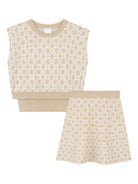 Completo top e gonna per bambina Givenchy Kids beige con motivo intarsiato - Rubino Kids
