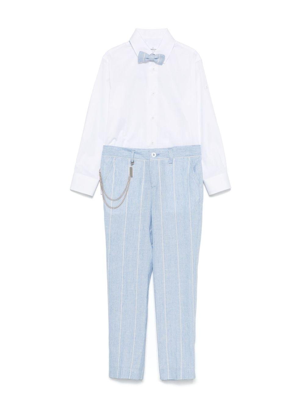 Completo tre pezzi per bambino Colorichiari azzurro con rinifitura a righe - Rubino Kids