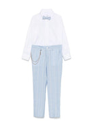 Completo tre pezzi per bambino Colorichiari azzurro con rinifitura a righe - Rubino Kids