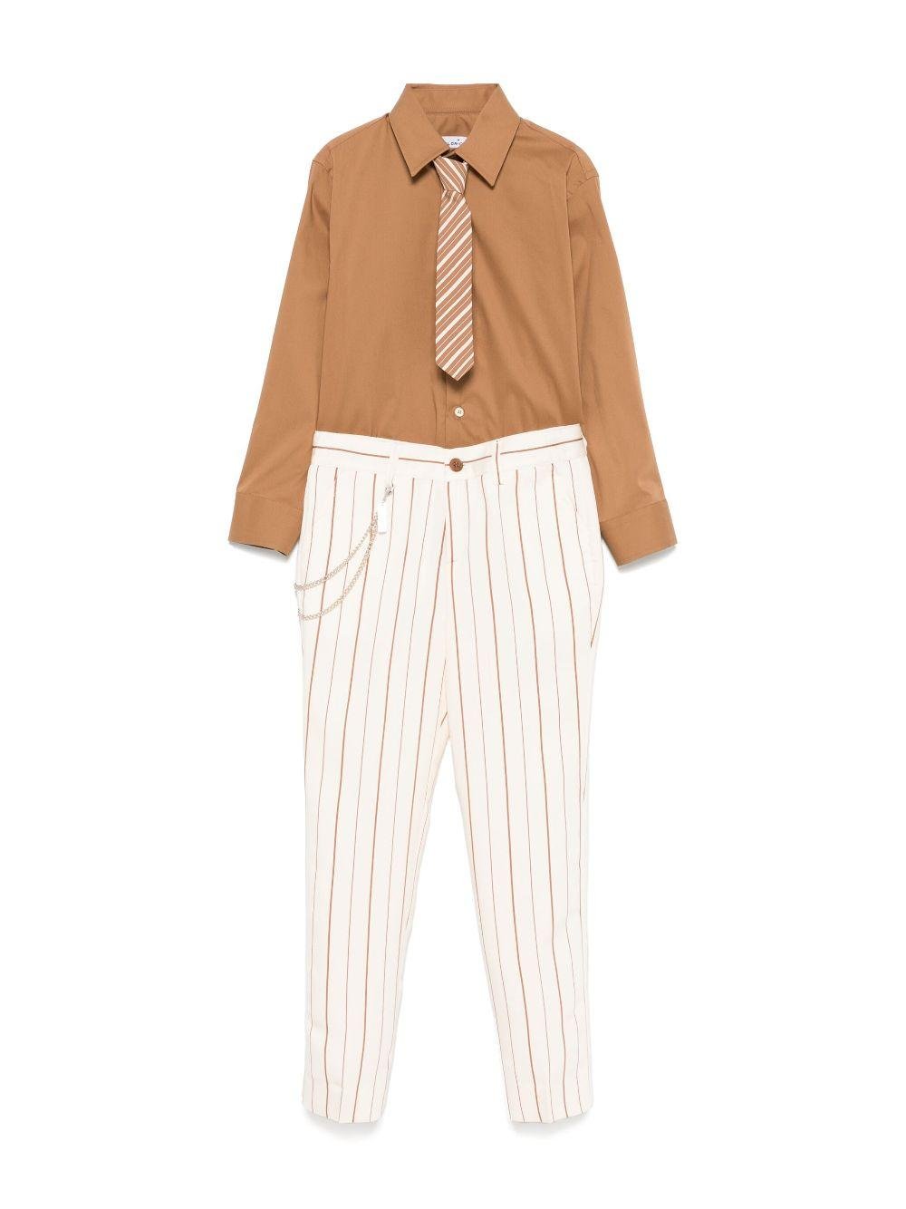 Completo tre pezzi per bambino Colorichiari beige gessato con doppiopetto - Rubino Kids