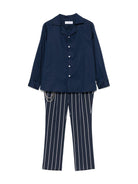 Completo tre pezzi per bambino Colorichiari blu gessato con chiusura doppiopetto - Rubino Kids