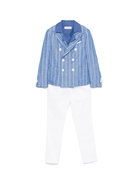 Completo tre pezzi per bambino Colorichiari blu gessato - Rubino Kids